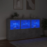 Produktbild för Skänk med LED-belysning betonggrå 181,5x37x100 cm