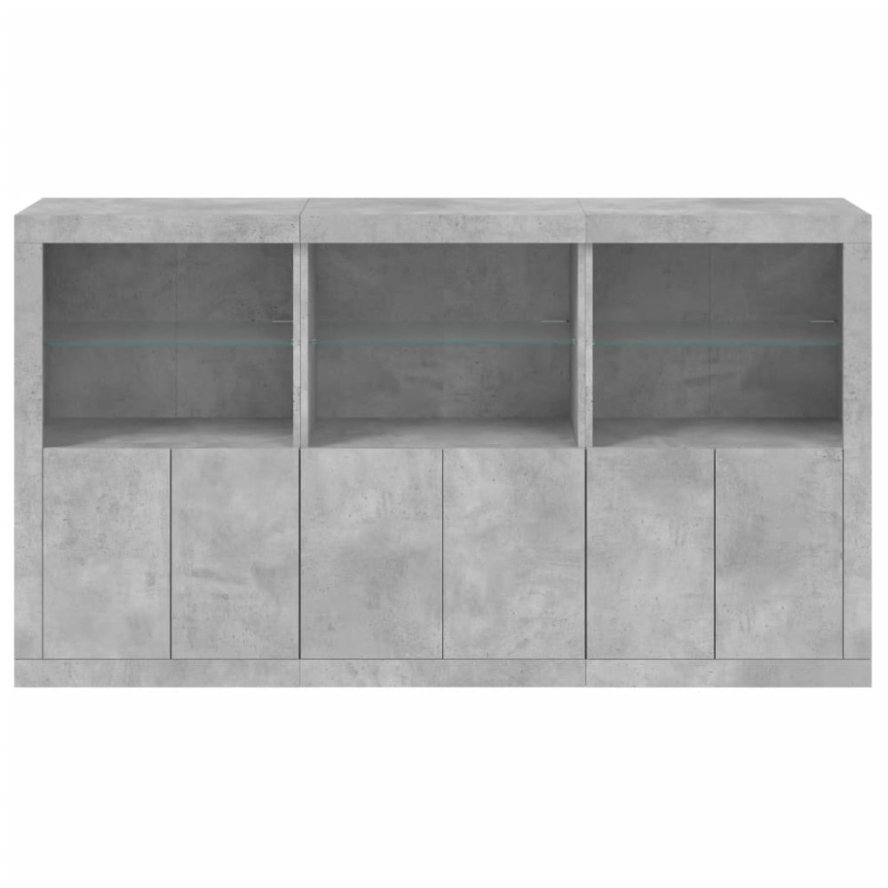 Produktbild för Skänk med LED-belysning betonggrå 181,5x37x100 cm
