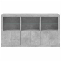 Produktbild för Skänk med LED-belysning betonggrå 181,5x37x100 cm