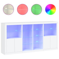 Produktbild för Skänk med LED-belysning vit 202x37x100 cm