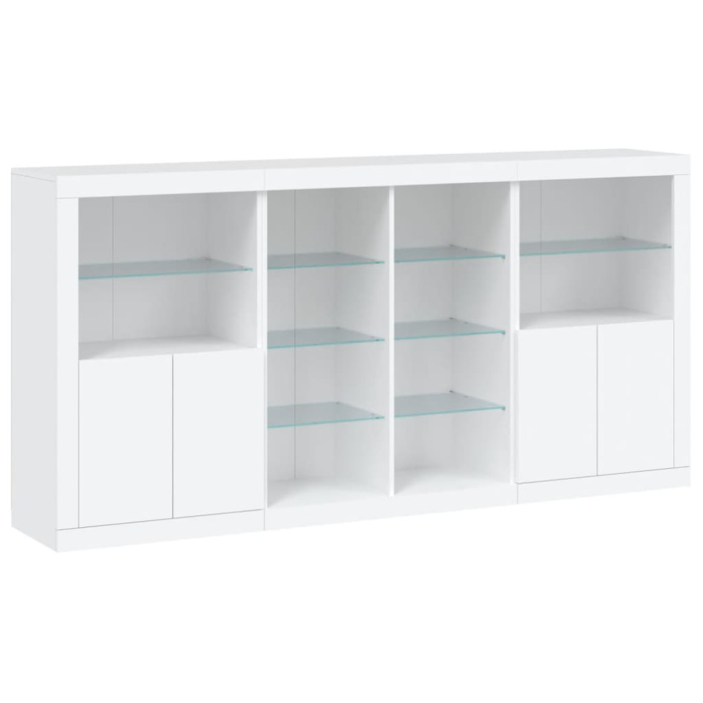 Produktbild för Skänk med LED-belysning vit 202x37x100 cm