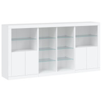 Produktbild för Skänk med LED-belysning vit 202x37x100 cm