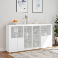 Produktbild för Skänk med LED-belysning vit 202x37x100 cm