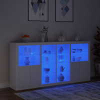 Produktbild för Skänk med LED-belysning vit 202x37x100 cm