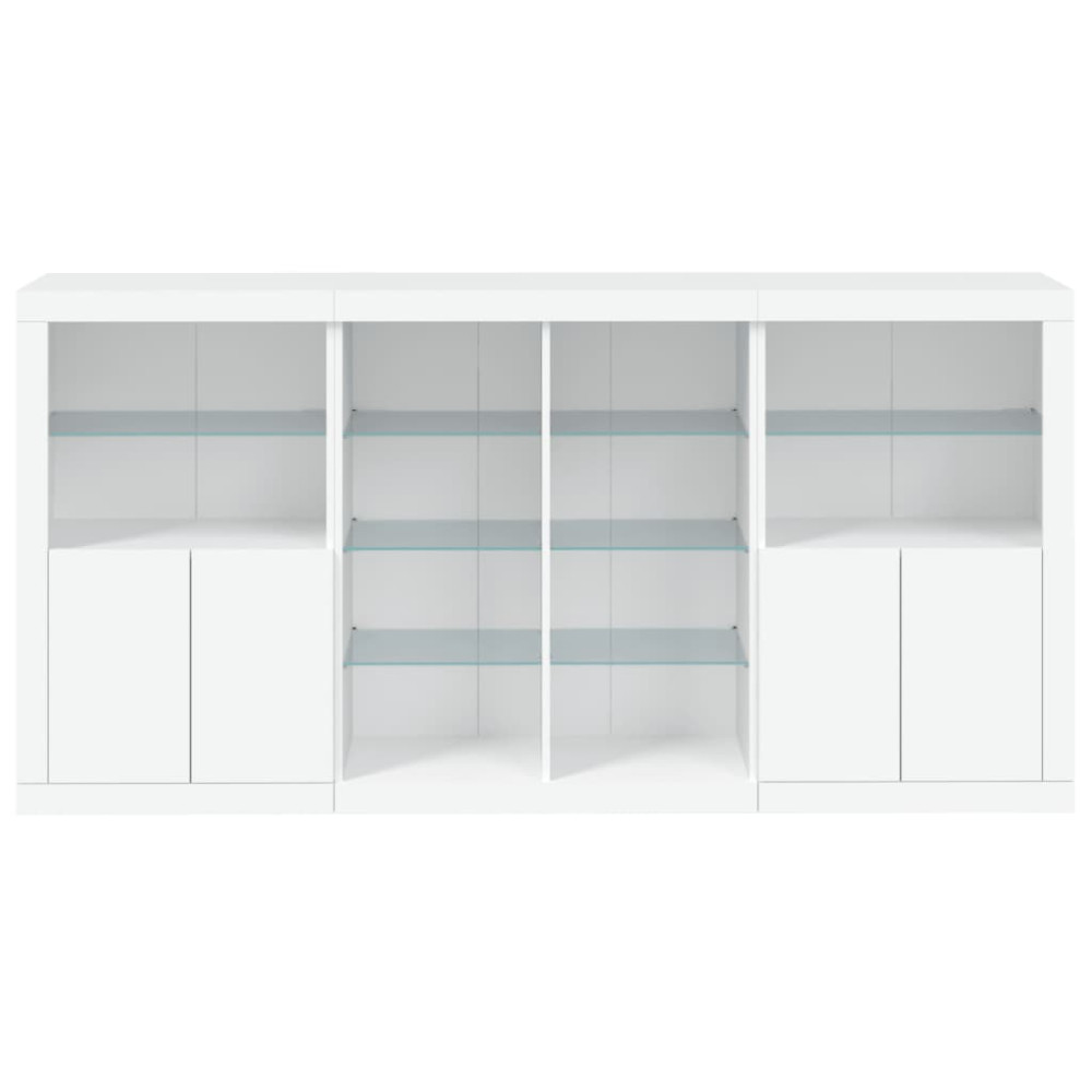 Produktbild för Skänk med LED-belysning vit 202x37x100 cm
