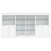 Produktbild för Skänk med LED-belysning vit 202x37x100 cm