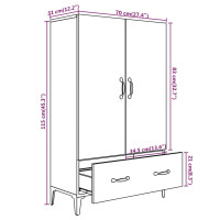 Produktbild för Skåp svart 70x31x115 cm konstruerat trä