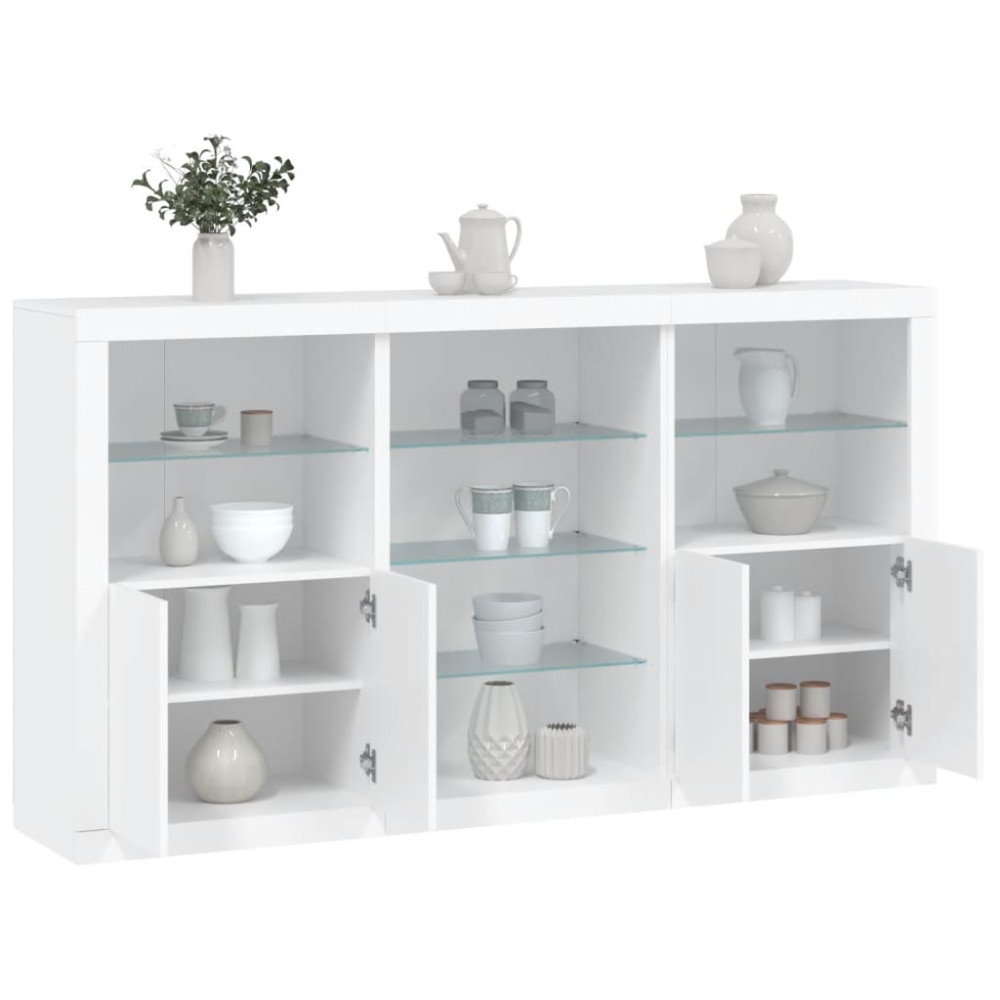 Produktbild för Skänk med LED-belysning vit 181,5x37x100 cm
