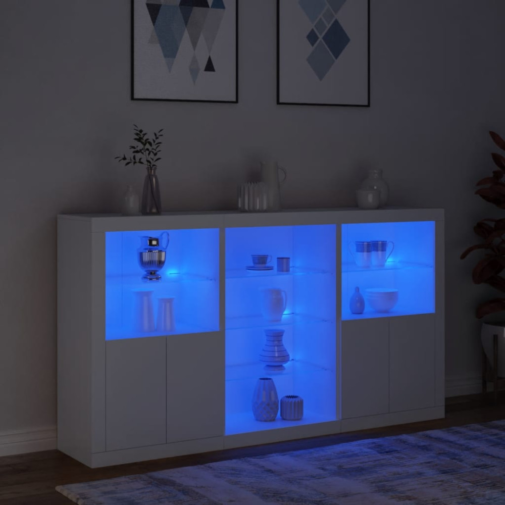 Produktbild för Skänk med LED-belysning vit 181,5x37x100 cm