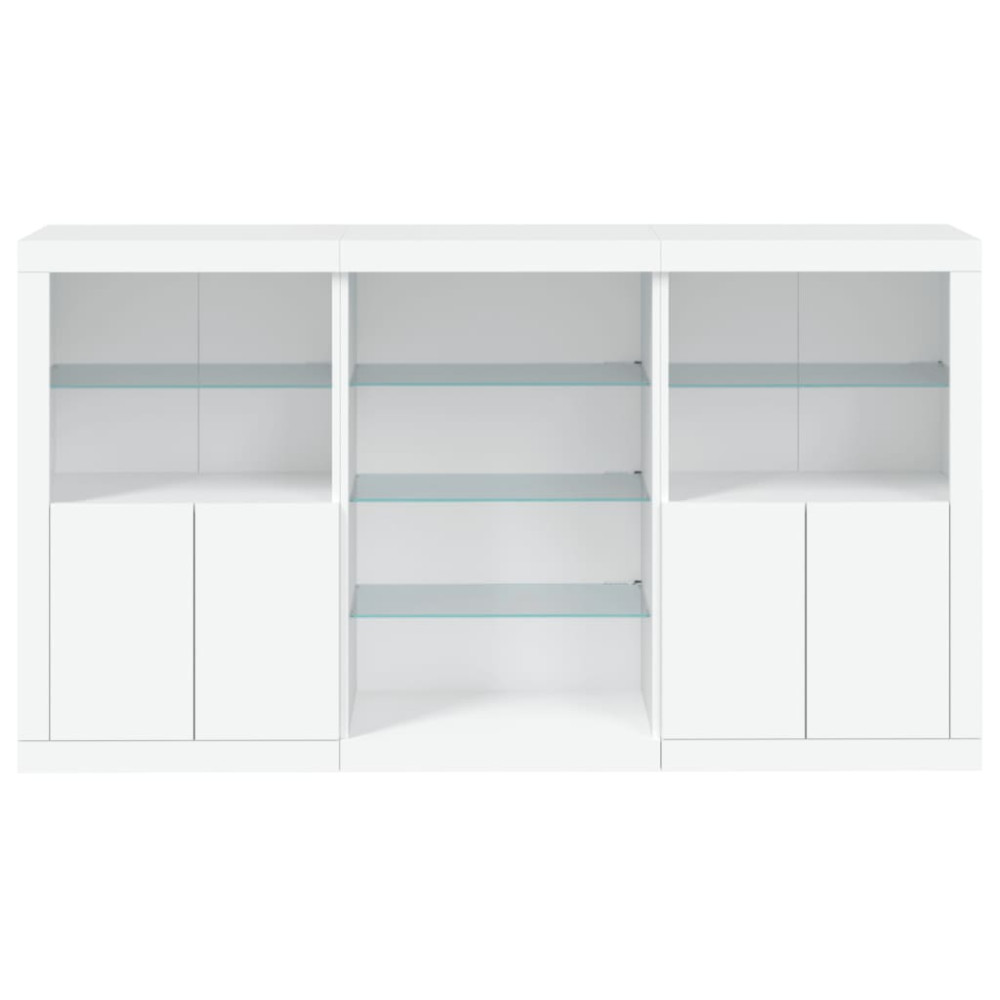 Produktbild för Skänk med LED-belysning vit 181,5x37x100 cm