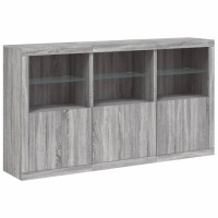 Produktbild för Skänk med LED-belysning grå sonoma 181,5x37x100 cm