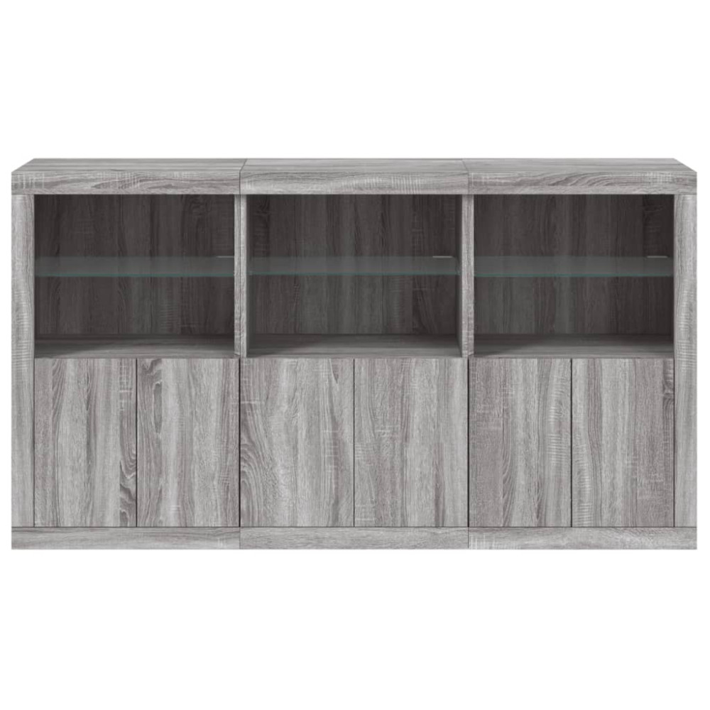 Produktbild för Skänk med LED-belysning grå sonoma 181,5x37x100 cm