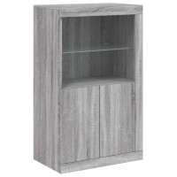 Produktbild för Skänk med LED-belysning grå sonoma 181,5x37x100 cm