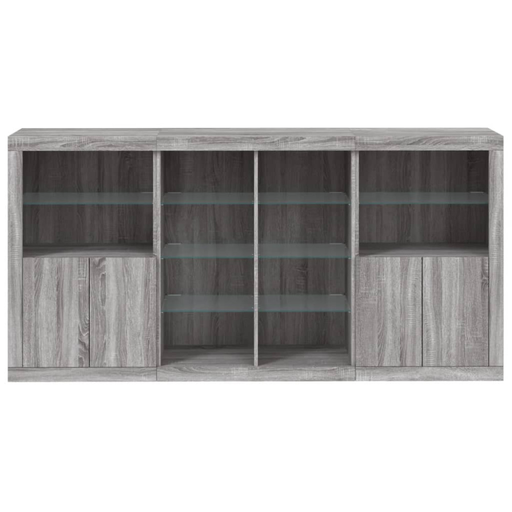 Produktbild för Skänk med LED-belysning grå sonoma 202x37x100 cm