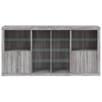 Produktbild för Skänk med LED-belysning grå sonoma 202x37x100 cm