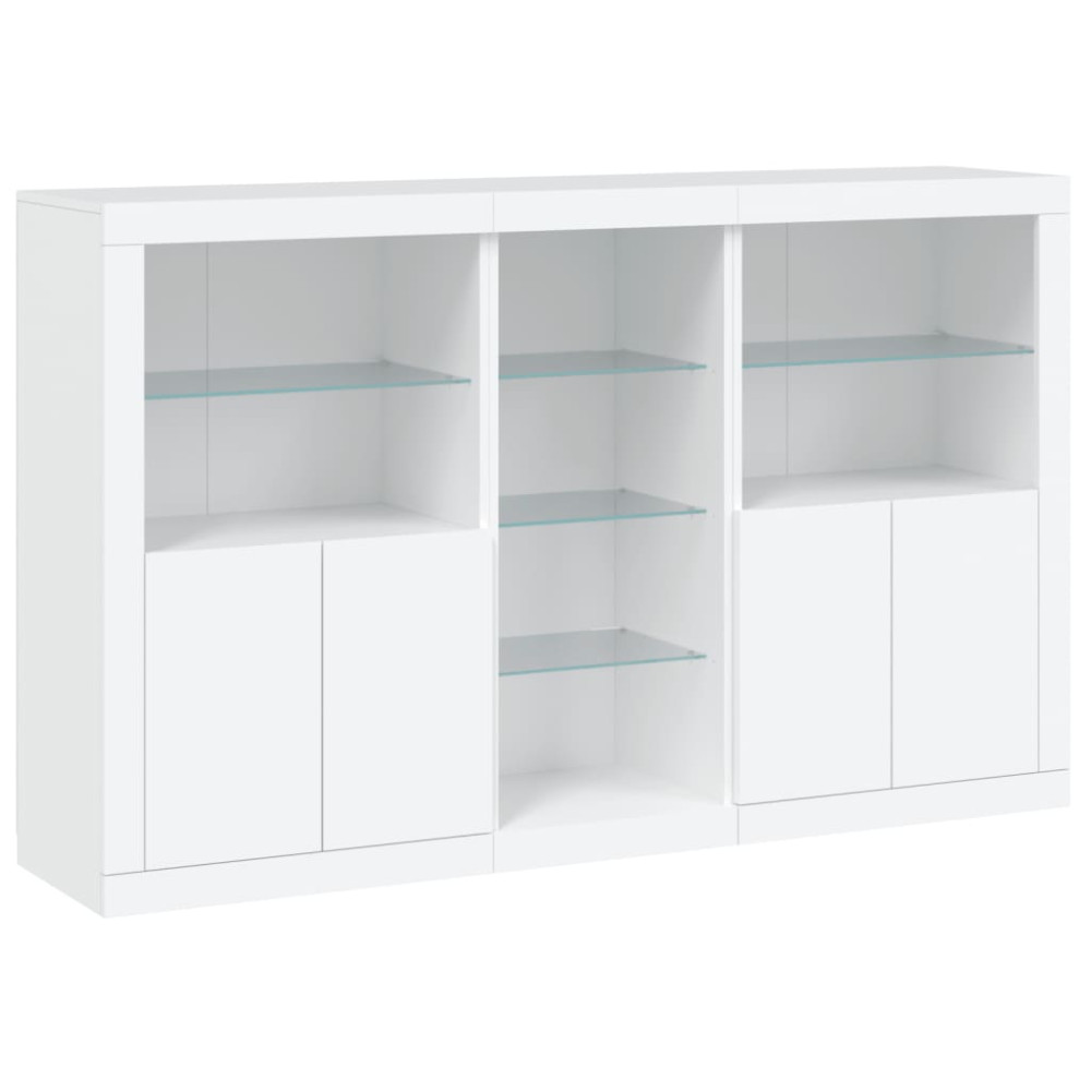 Produktbild för Skänk med LED-belysning vit 162x37x100 cm