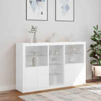 Produktbild för Skänk med LED-belysning vit 162x37x100 cm