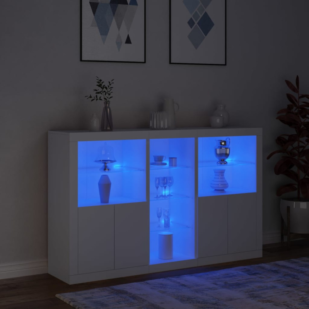 Produktbild för Skänk med LED-belysning vit 162x37x100 cm