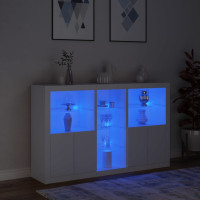 Produktbild för Skänk med LED-belysning vit 162x37x100 cm