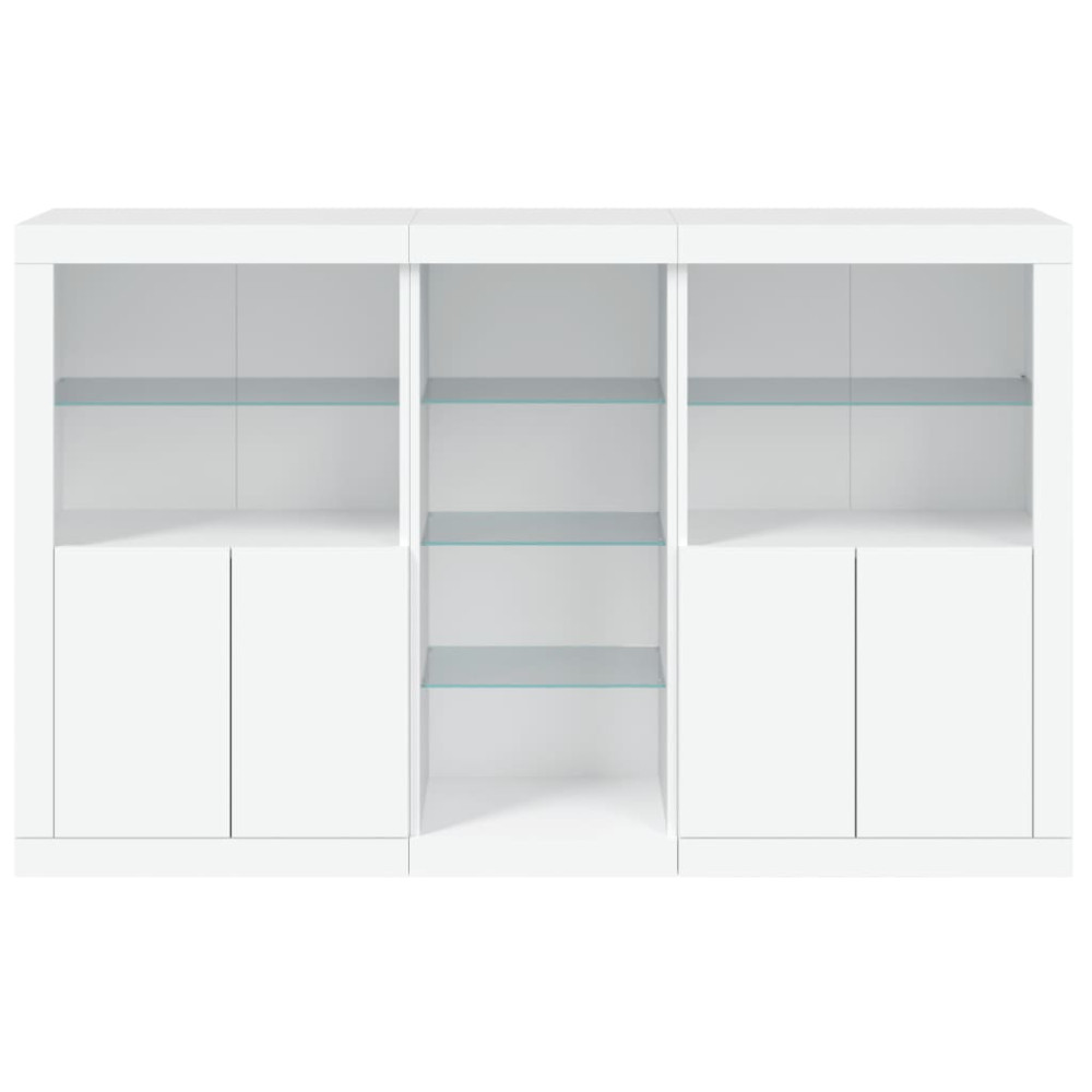 Produktbild för Skänk med LED-belysning vit 162x37x100 cm