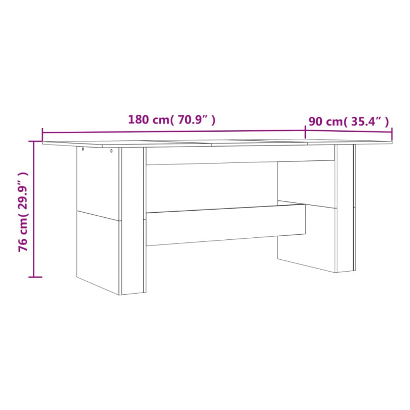 Produktbild för Matbord rökfärgad ek 180x90x76 cm konstruerat trä