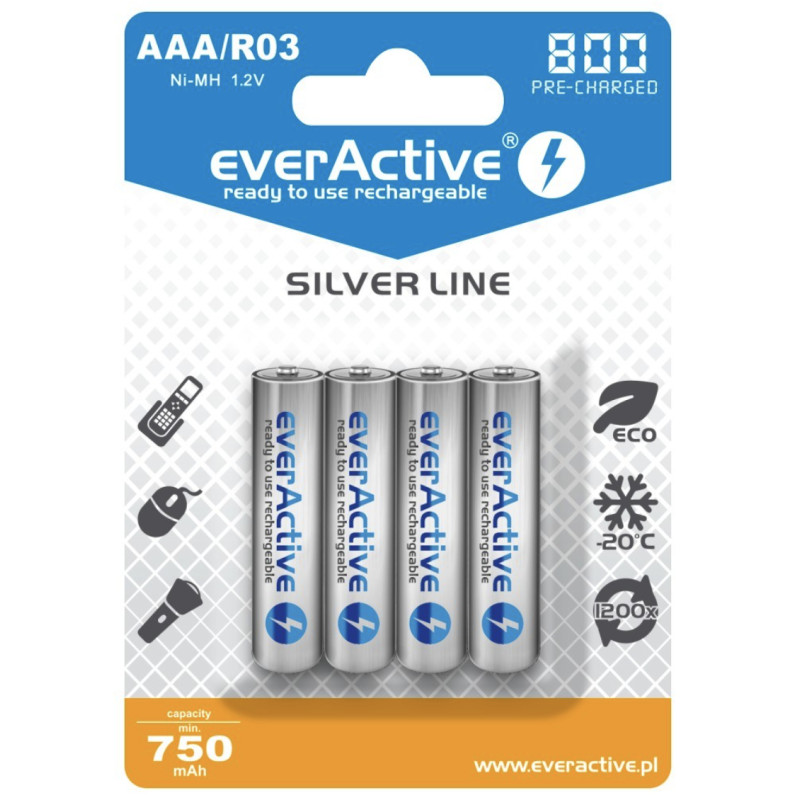 Produktbild för Everactive EVHRL03-800 hushållsbatteri Laddningsbart batteri AAA Nickel-metallhydrid (NiMH)