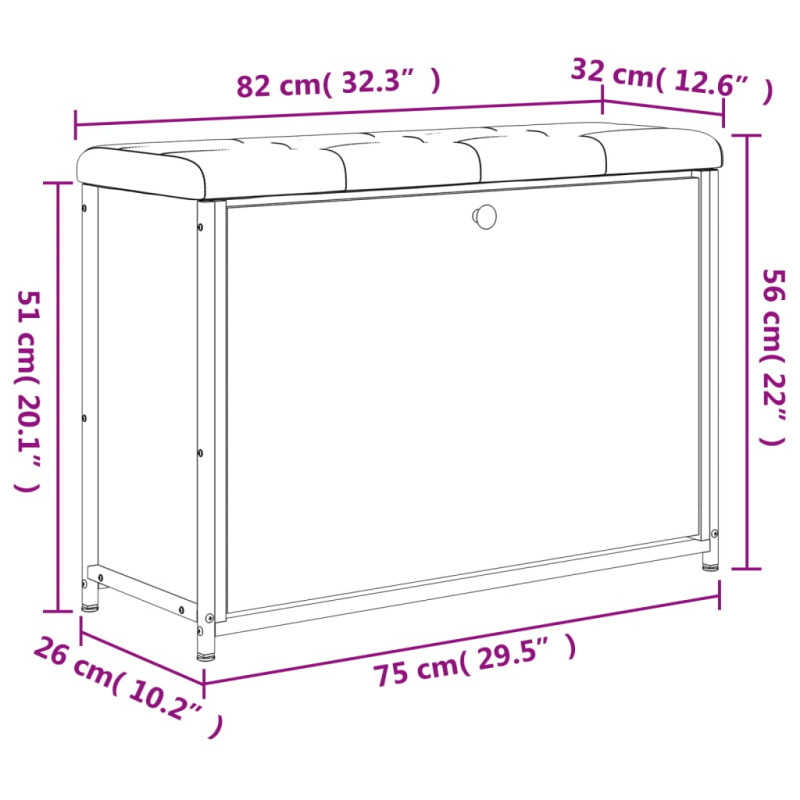 Produktbild för Skobänk med flip-låda sonoma-ek 82x32x56 cm