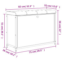Produktbild för Skobänk med flip-låda rökfärgad ek 82x32x56 cm
