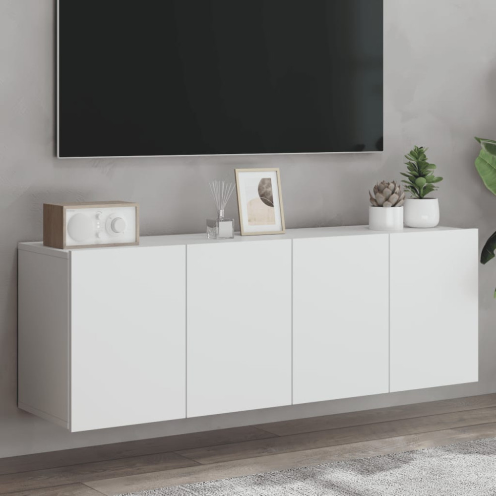Produktbild för Väggmonterad tv-bänk 2 st vit 60x30x41 cm