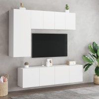 Produktbild för Väggmonterad tv-bänk 2 st vit 60x30x41 cm