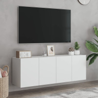 Produktbild för Väggmonterad tv-bänk 2 st vit 60x30x41 cm