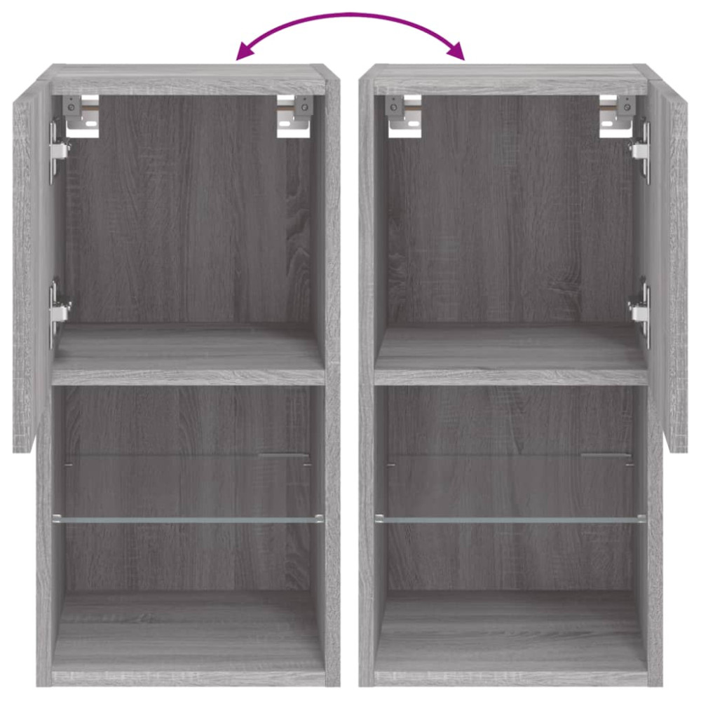 Produktbild för TV-bänk med LED-belysning 2 st grå sonoma 30,5x30x60 cm