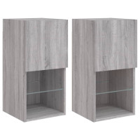Produktbild för TV-bänk med LED-belysning 2 st grå sonoma 30,5x30x60 cm
