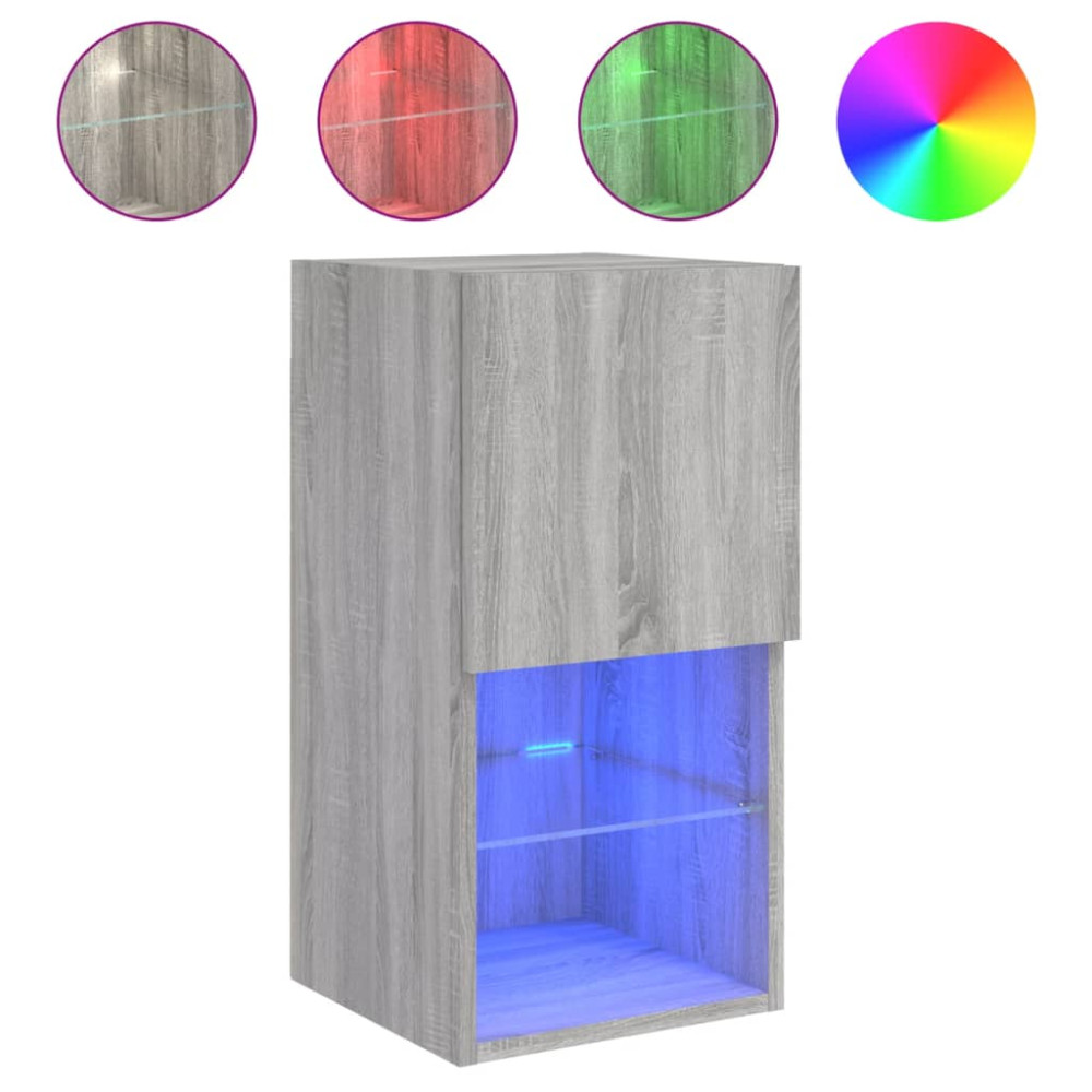 Produktbild för TV-bänk med LED-belysning 2 st grå sonoma 30,5x30x60 cm