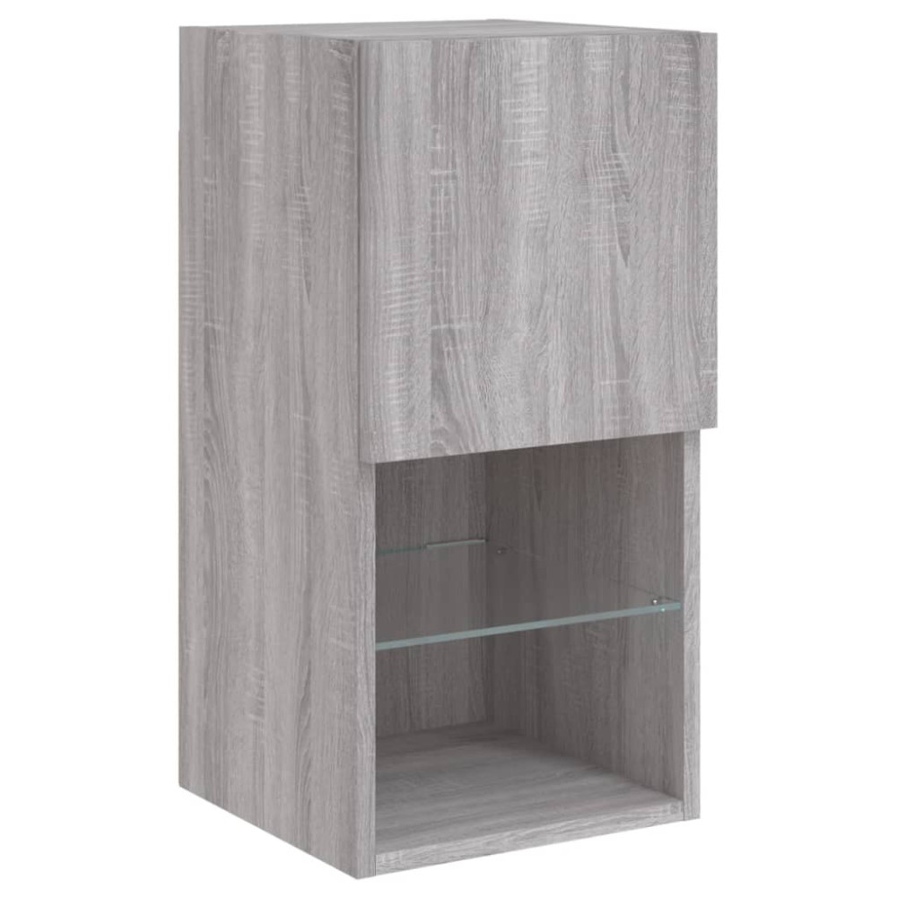Produktbild för TV-bänk med LED-belysning 2 st grå sonoma 30,5x30x60 cm