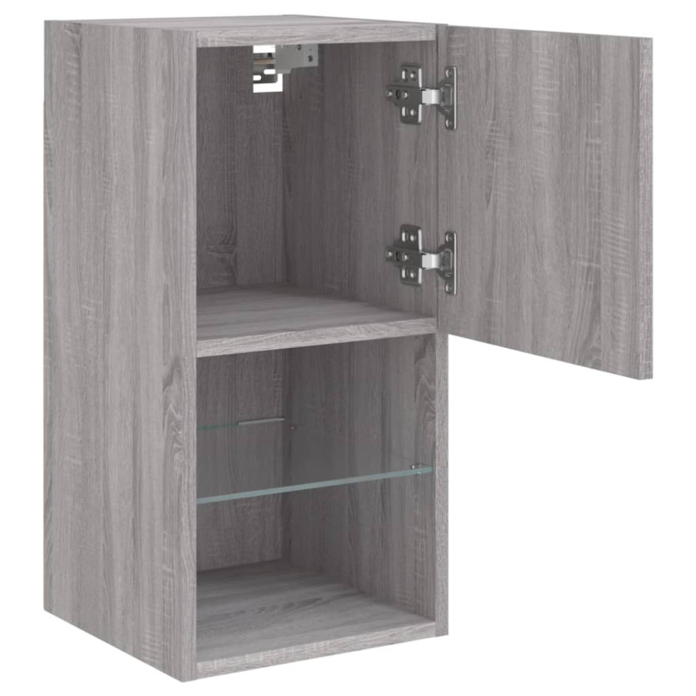 Produktbild för TV-bänk med LED-belysning 2 st grå sonoma 30,5x30x60 cm