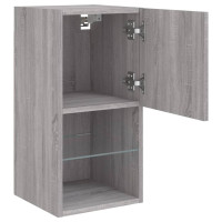 Produktbild för TV-bänk med LED-belysning 2 st grå sonoma 30,5x30x60 cm