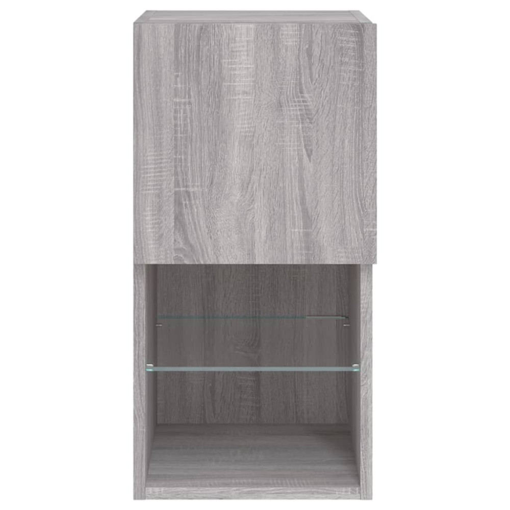 Produktbild för TV-bänk med LED-belysning 2 st grå sonoma 30,5x30x60 cm