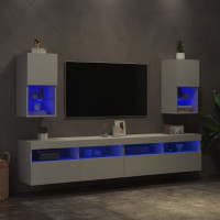 Produktbild för Tv-bänk med LED 2 st vit 30,5x30x60 cm
