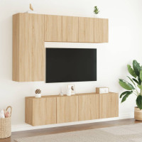 Produktbild för Väggmonterad tv-bänk 2 st sonoma-ek 60x30x41 cm