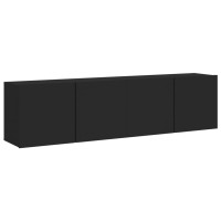 Produktbild för Väggmonterad tv-bänk 2 st svart 80x30x41 cm