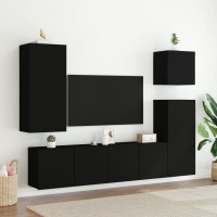Produktbild för Väggmonterad tv-bänk 2 st svart 80x30x41 cm