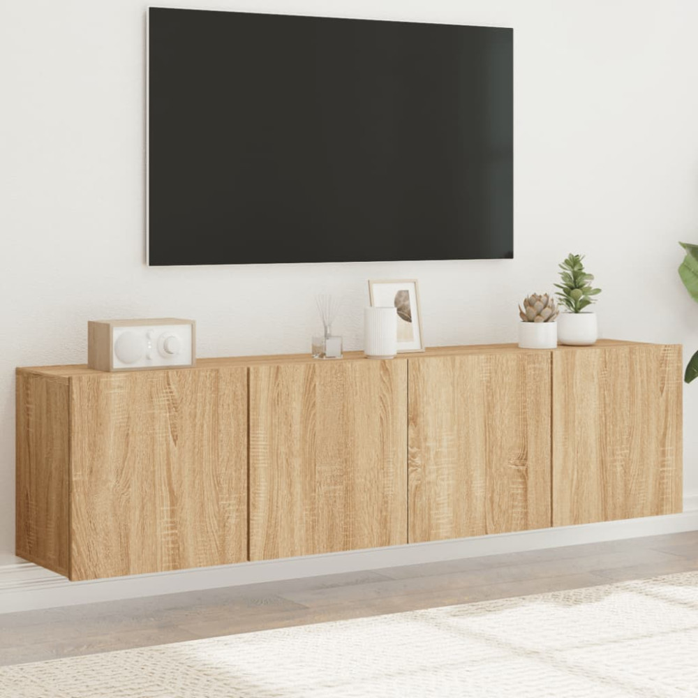 Produktbild för Väggmonterad tv-bänk 2 st sonoma-ek 80x30x41 cm