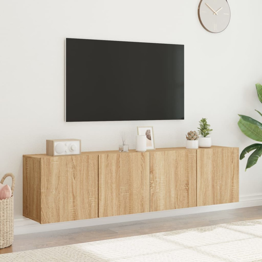 Produktbild för Väggmonterad tv-bänk 2 st sonoma-ek 80x30x41 cm
