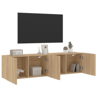 Produktbild för Väggmonterad tv-bänk 2 st sonoma-ek 80x30x41 cm