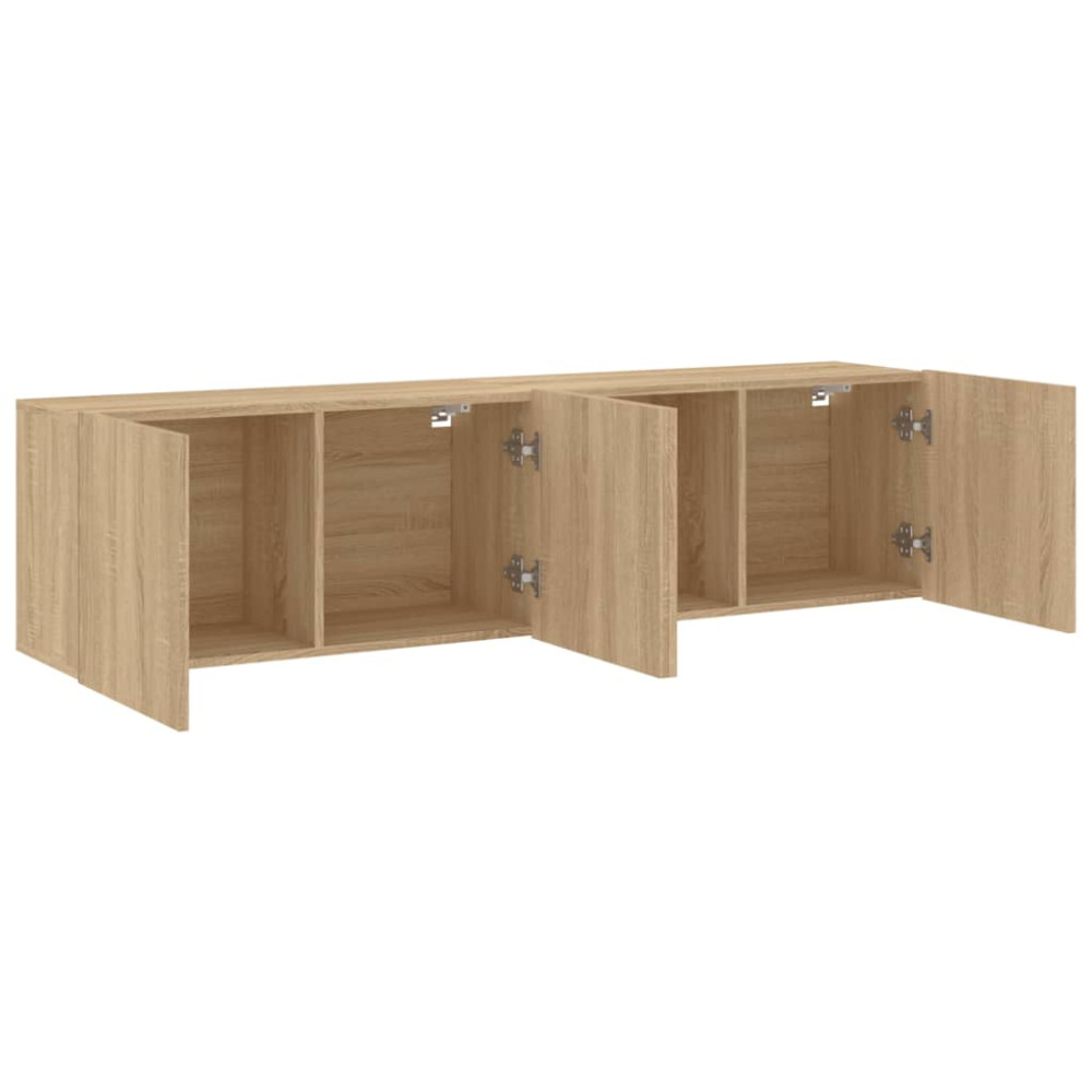 Produktbild för Väggmonterad tv-bänk 2 st sonoma-ek 80x30x41 cm
