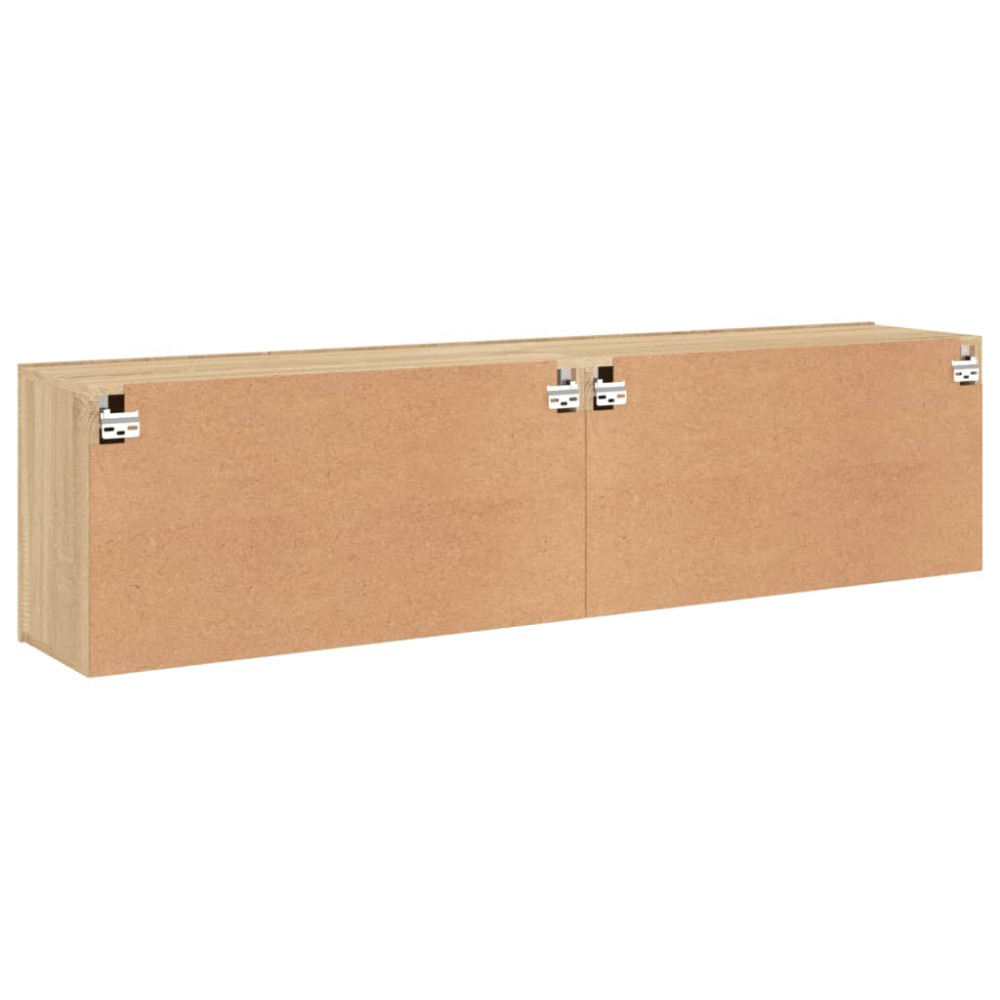 Produktbild för Väggmonterad tv-bänk 2 st sonoma-ek 80x30x41 cm