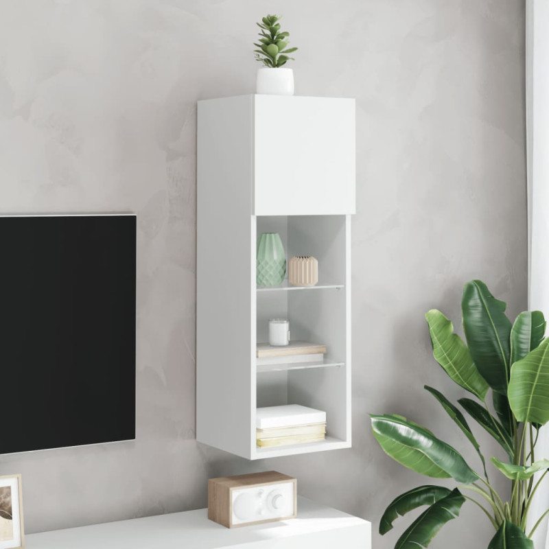 Produktbild för Tv-skåp med LED vit 30,5x30x90 cm