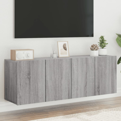 vidaXL Väggmonterad tv-bänk 2 st grå sonoma 60x30x41 cm