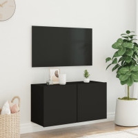 Miniatyr av produktbild för Väggmonterad tv-bänk svart 80x30x41 cm